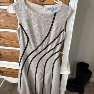 ANTONIO MELANI Cream and Black Geometric Mini Dress